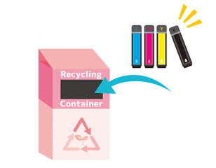 プリンターインクカートリッジのリサイクル　回収ボックス