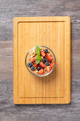 Granola bowl with fresh fruits and yogurt, healthy eating, healthy breakfast or snack