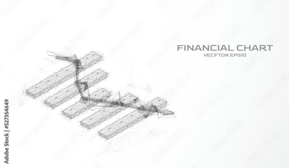 Poster abstract vector technology low poly business, financial chart analytics. digital wireframe mesh styl