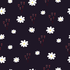 The pattern with flowers and hearts. Vector illustration