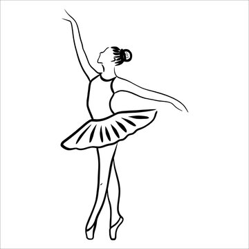 ballerina. black and white outline. dancer silhouette. vector