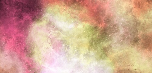 Fototapeta na wymiar Shades of pink lemon lime galaxy nebula background
