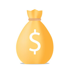 money bag with money bag icon business and finance payment concept 3d vector icon, minimalist cartoon style. isolated on a white background