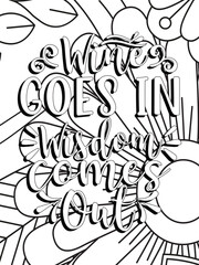 Funny-Quotes Coloring pages. Coloring page for adults and kids. Vector Illustration.