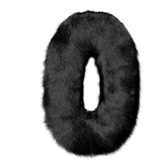 Black mink fur symbol. letter o