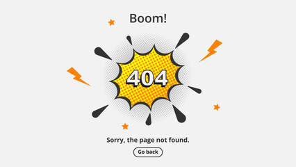 404 error landing page in halftone style.