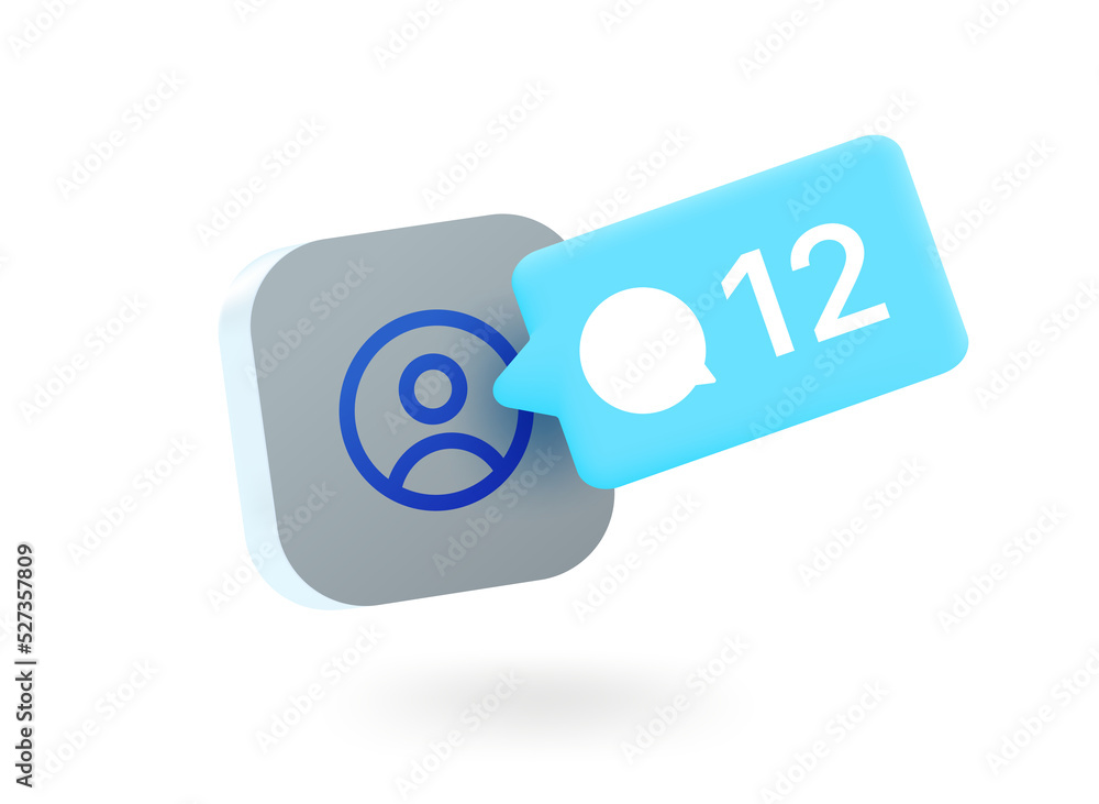 Poster Chat answers concept. 3d vector mobile application icon with notification