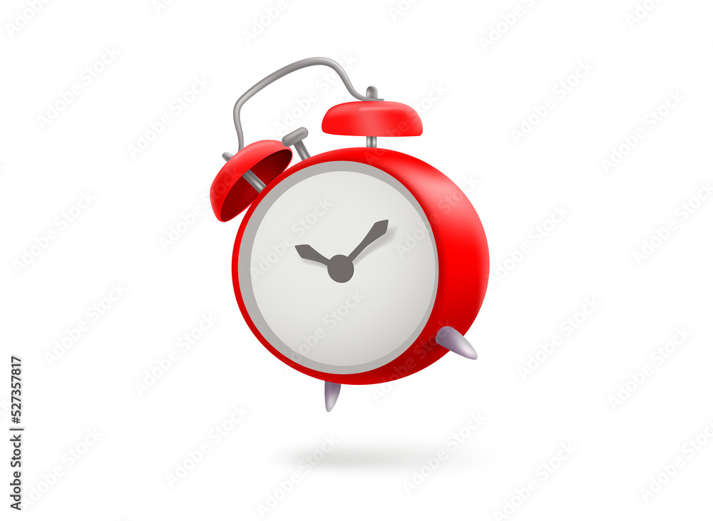 Poster Retro alarm clock and money. Business in time concept. 3d vector illustration