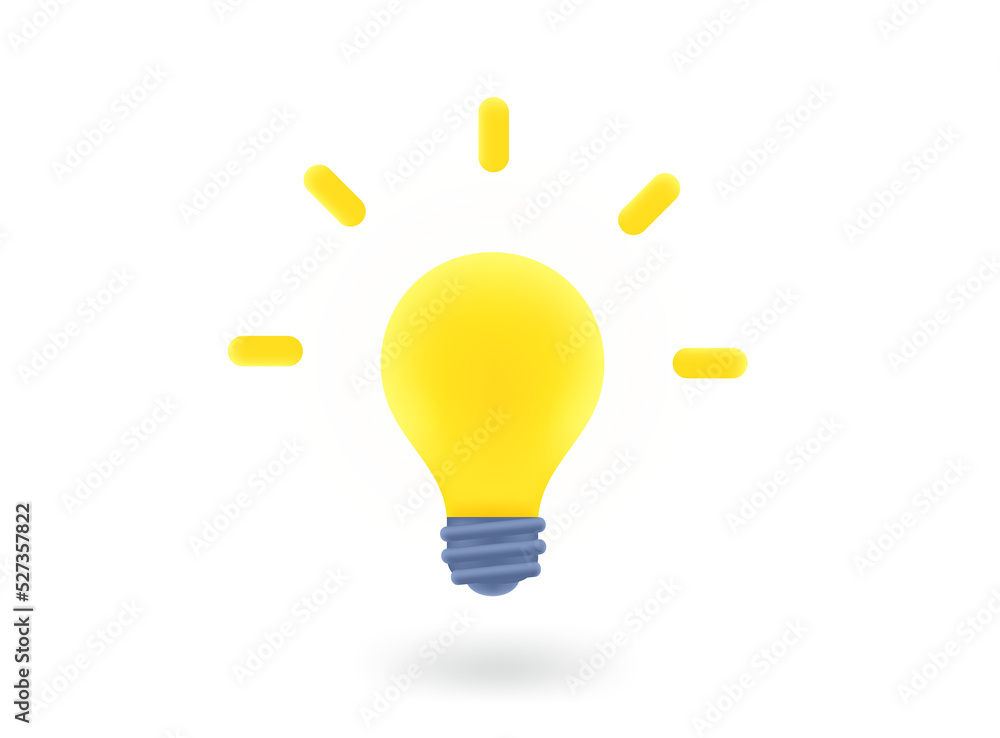Poster bright lightbulb 3d vector icon