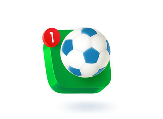 Obraz premium Soccer. 3d vector mobile application icon