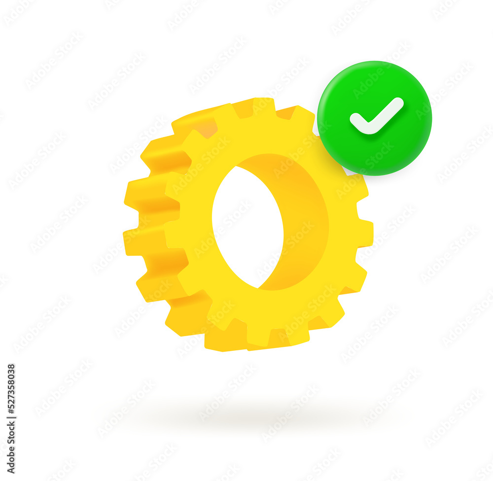 Poster gear icon with checkmark.