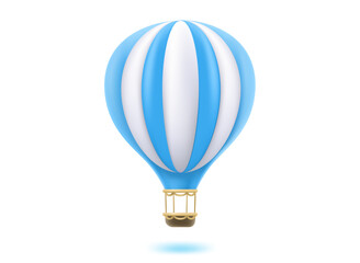 Blue and white air balloon icon on blue background. 