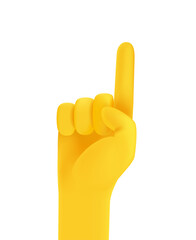 Cute cartoon human hand with finger in an air.