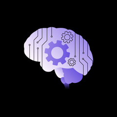 Graphic Human Brain. Artificial Intelligence Element. Vector illustration