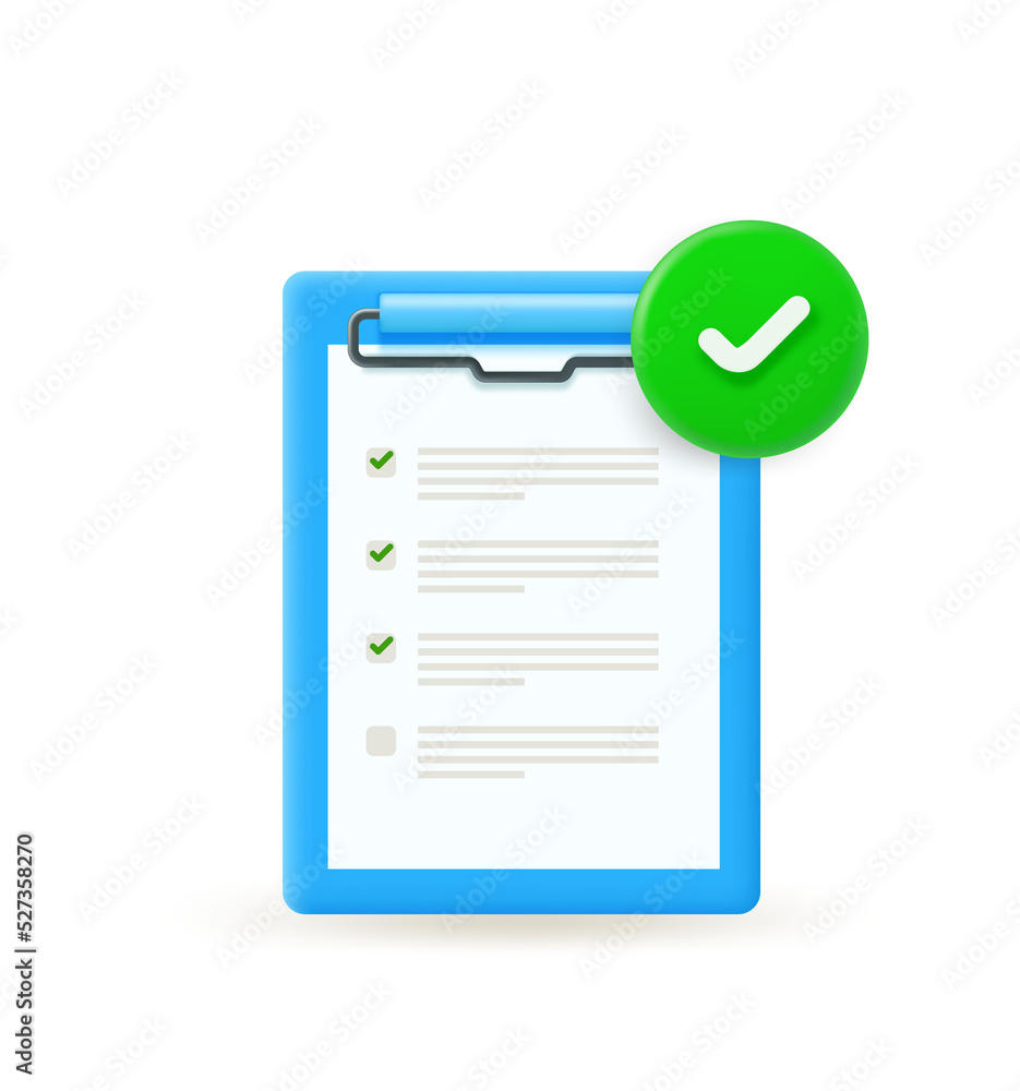 Poster Paper with check list with green checkmark.