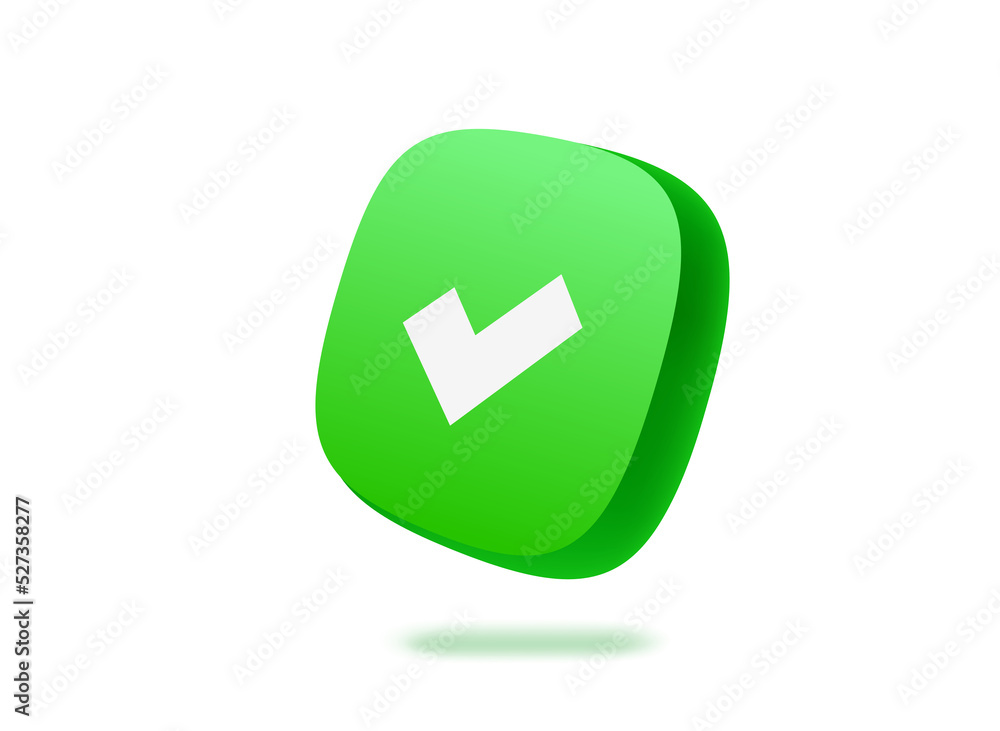 Aufkleber Green button with checkmark on green backgrond. 