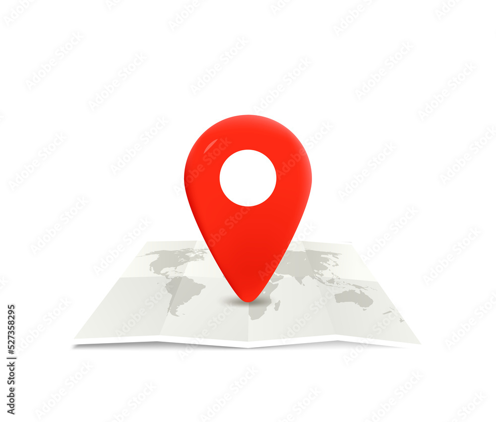 Poster map pin with holographic effect.