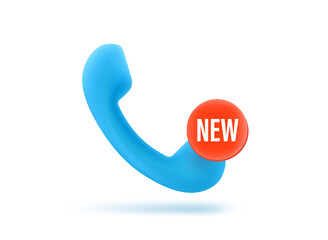 Blue telephone handset on blue background. New call concept.