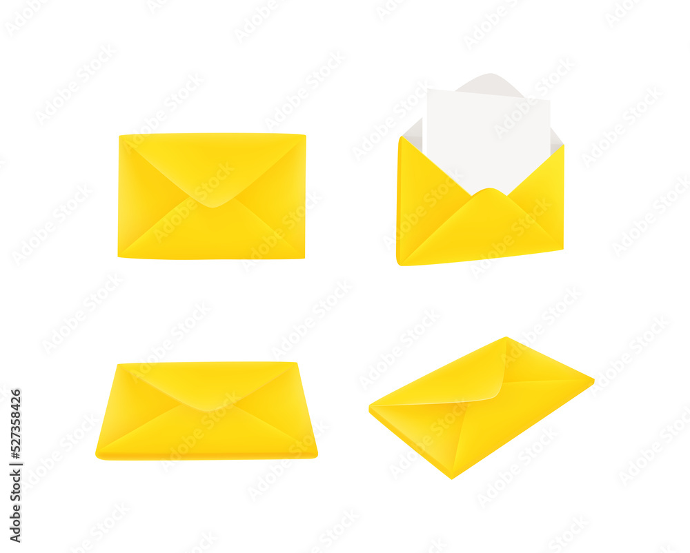 Poster paper envelopes icons collection isolated on white background.