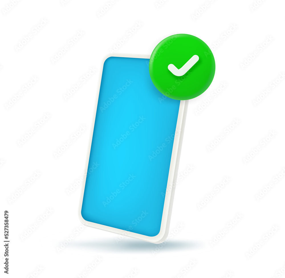 Poster modern smartphone icon with checkmark.