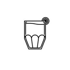 cooler glass icon with lemon slice on white background. simple, line, silhouette and clean style. black and white. suitable for symbol, sign, icon or logo