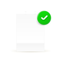 White paper shopping bag with checkmark