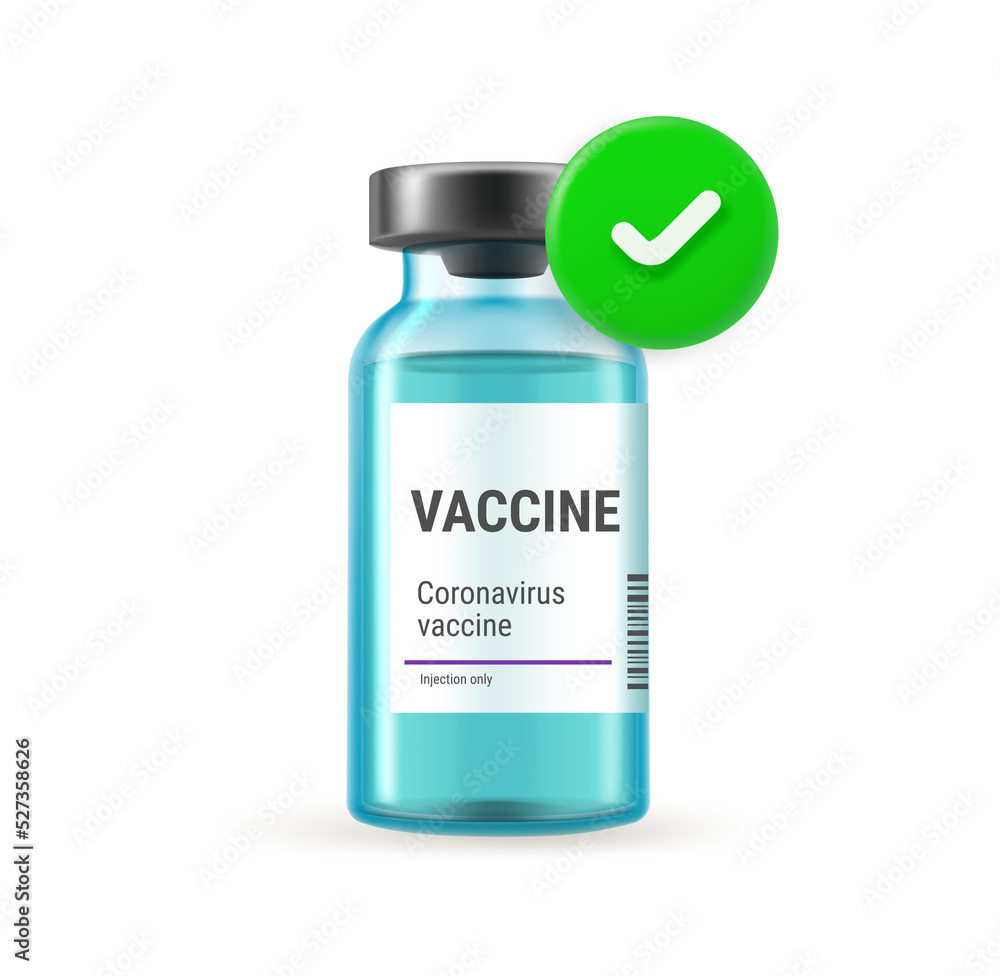 Poster vaccine icon with checkmark