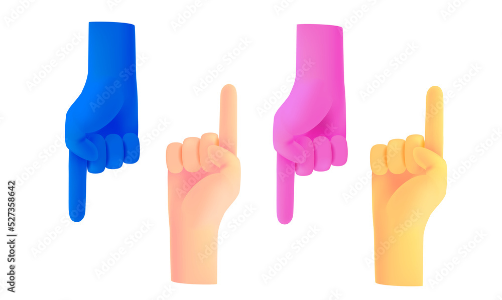 Poster Cartoon hands with pointing up and down