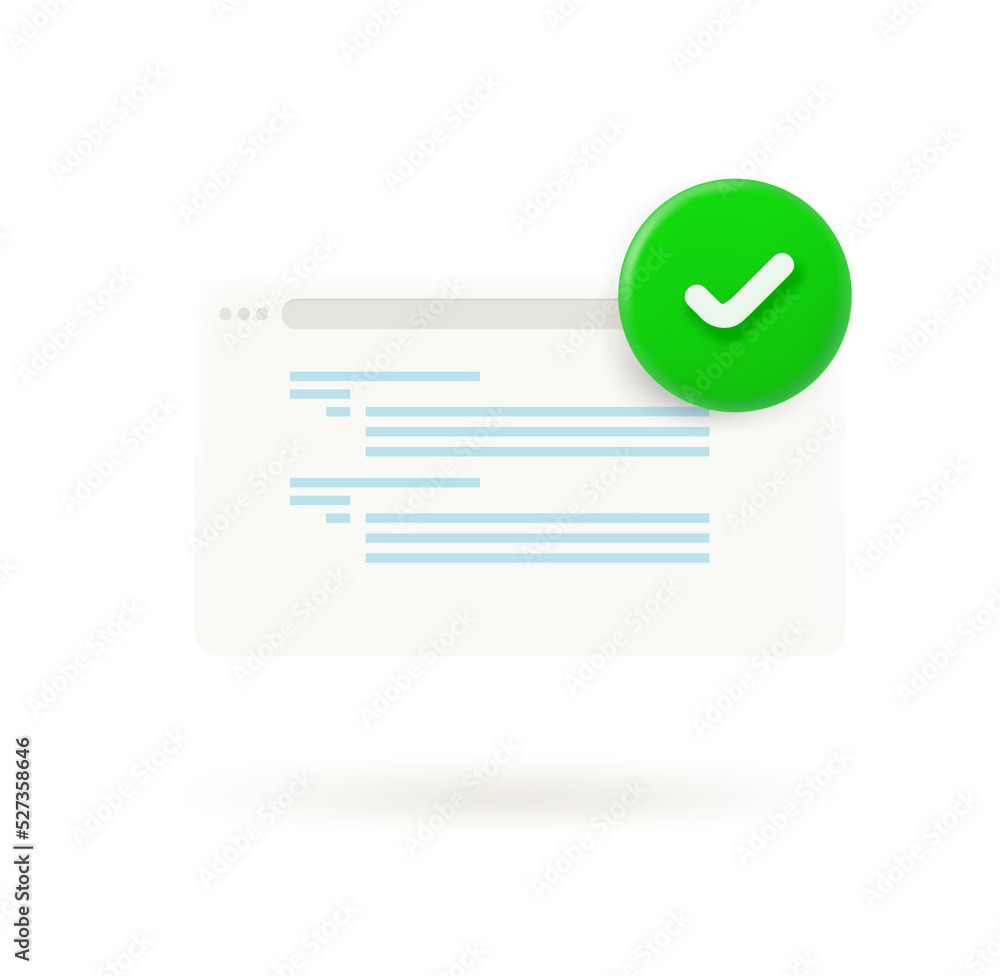 Poster Web site page with checkmark