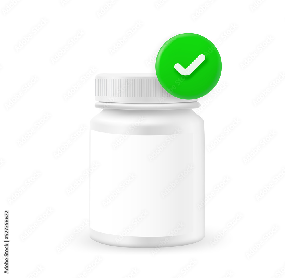 Poster Plastic container with capsules with checkmark