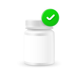 Plastic container with capsules with checkmark