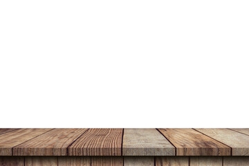 Empty old wood table on isolate white background and display montage with copy space for product. - 527358819