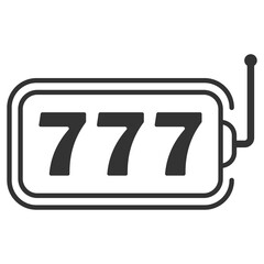 Casino slot machine icon. 777 jackpot sign. Flat style vector illustration isolated on white background