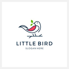 Fototapeta na wymiar Bird logo vector line art design template luxury modern minimalist and feminine for business