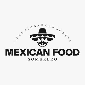 Mexican man with hat sombrero food restaurant