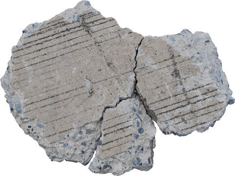 Concrete Rubble Broken, Broken Concrete Slabs On Background Transparent (png File.)