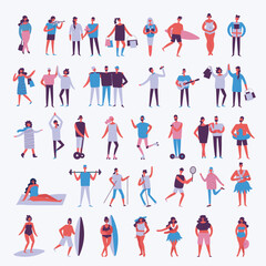 Fototapeta na wymiar Set of vector illustrations of different activities people