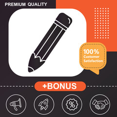 Pen icon. With orange and black background