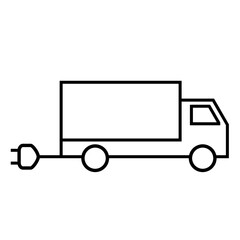 Electric truck vector graphic. Lorry drives with an electric motor. 