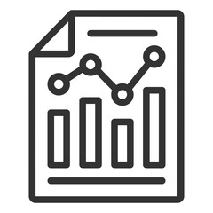Graph, diagram on a sheet of paper, research result - icon, illustration on white background, outline style