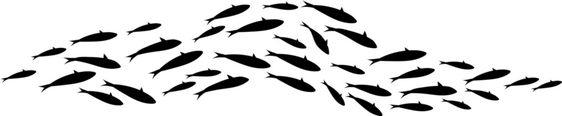 Fish group swim curve. Underwater school icon - 527363277