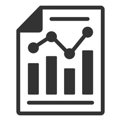 Graph, diagram on a sheet of paper, research result - icon, illustration on white background, glyph style