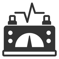 Galvanometer, the study of electric current - icon, illustration on white background, glyph style