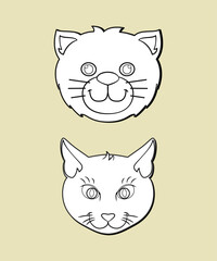 Cats couple illustration. Vector cartoon kitten animals icons set. Seamless greetings symbols bakground. Web stickers template. 
