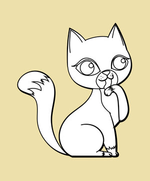Cats couple illustration. Vector cartoon kitten animals icons set. Seamless greetings symbols bakground. Web stickers template. 