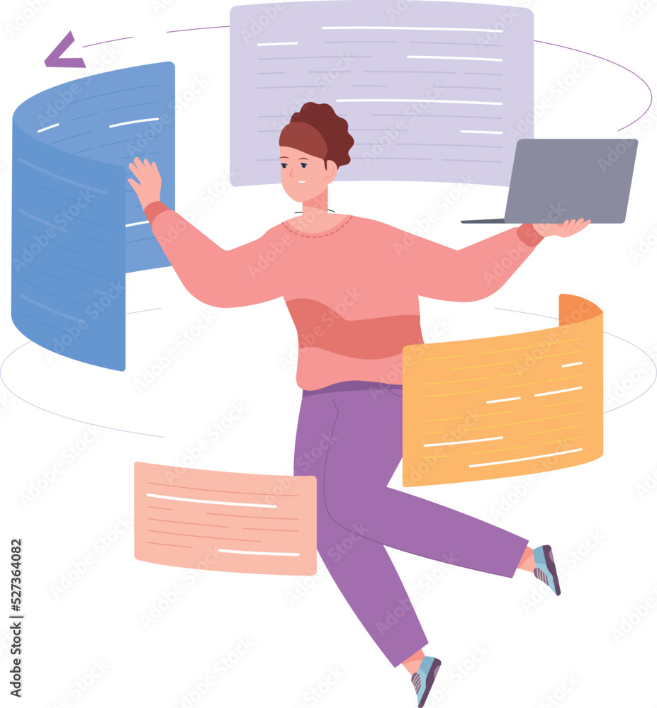 Poster female programmer working. software development engineer character