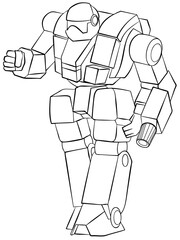 Robot - mech. Element for coloring page. Cartoon style.