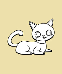 Cats couple illustration. Vector cartoon kitten animals icons set. Seamless greetings symbols bakground. Web stickers template. 