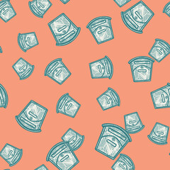 Mailbox engraved seamless pattern. Vintage letterbox in hand drawn style.