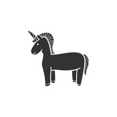 Unicorn Icon Silhouette Illustration. Magic Vector Graphic Pictogram Symbol Clip Art. Doodle Sketch Black Sign.